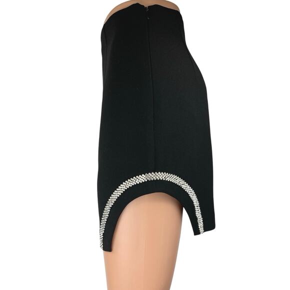 Zara Black Jeweled Rhinestone Embellished Slit Zipper Mini Pencil Skirt Size M - Picture 3 of 7